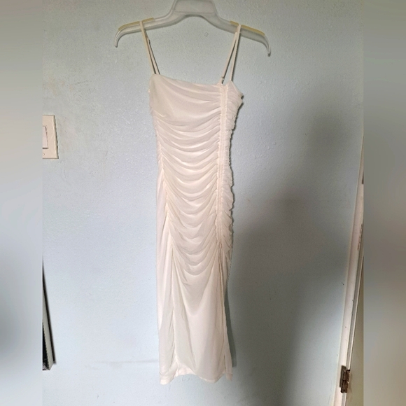 Fashion Nova White Ruched Dress - Picture 2 of 8